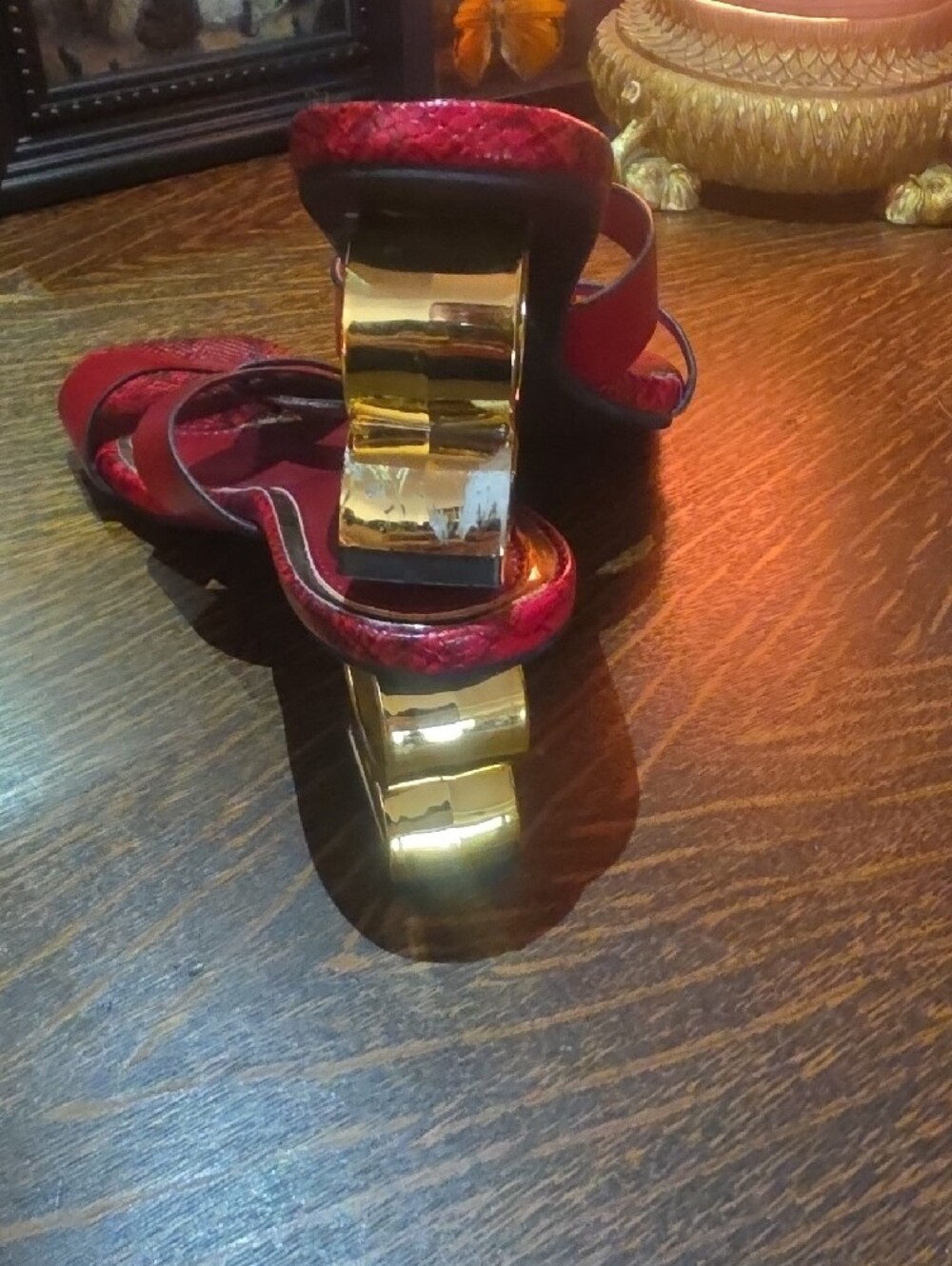 Red Strappy Square-Toe Slide Mules - Picture 5 of 5